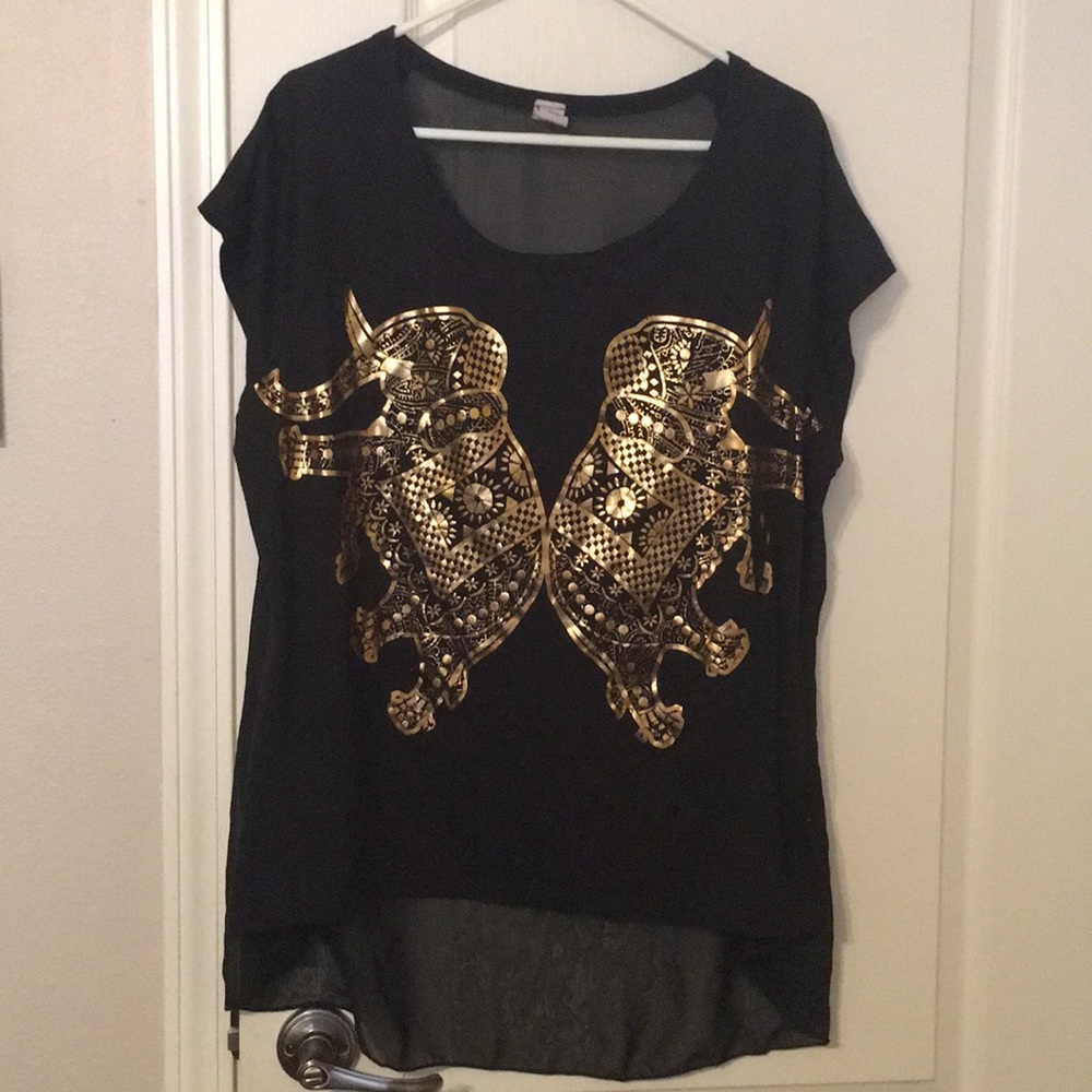Black with gold elephants